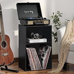 YAHARBO 2 Cube Bookshelf, Black Record Player Stand