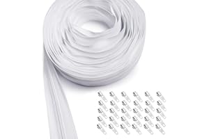 KGS Zipper by Yard | #3 Nylon Zipper Roll | 10 Yard and 30 Color-Matched Zipper Pulls (White)