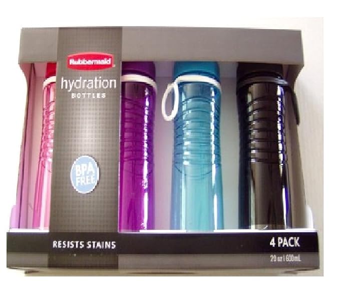 Rubbermaid 4 Pack Hydration Water Bottles 20 Oz BPA Free Review