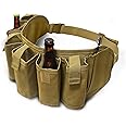 ESUOHYM Belt Holder 6 Pack Waist Beer Holster Adjustable Fanny Pack Bottle Bandolier Can Portable With Zipper Pocket, Pen Slot