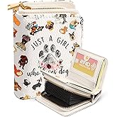 Bistup Credit Card Holder Wallet for Women - Cute Leather Ladies Teen Girls Female Cardholder Wallets Accordion Purse Small Medium Aesthetic Print Dog Unique Modern Rfid Zipper Around