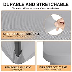 2 Pack 4 Feet Grey Spandex Tablecloth for