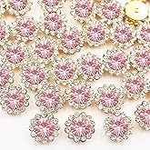 120 Pcs 12mm Sunflower Sew on Rhinestones Crystal Glass Gems, Metal Claw Rhinestones Jewels for Crafts, Glitter Gemstones for Clothes Shoes Cap Earring Belt Sewing Accessories(07 Light Pink)