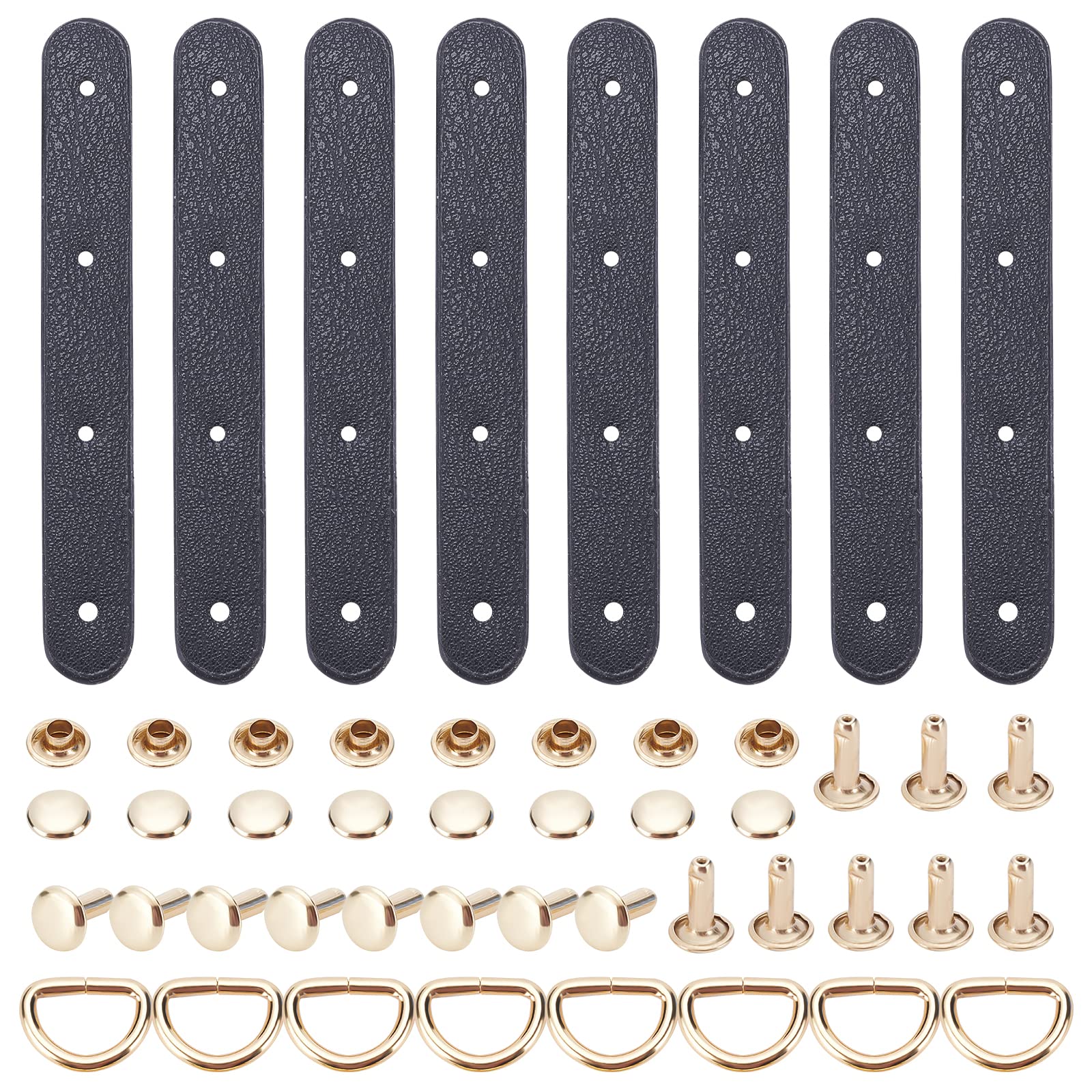 WADORN 4 Sets Leather Bag Suspension Clasp Kit, Metal Bag Buckles Bag Strap Connector Handbag Chain Link Clasps Including Leather Strap D Ring Leather Craft Purse Hardware Supplies, 9.5×1.3 CM, Black