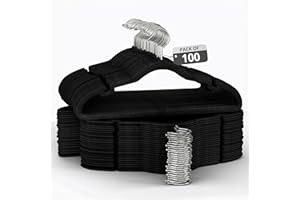 Our Modern Space 100 Pack Velvet Hanger for Shirt Pants Dresses Skirts Suits Jackets - Slim Space Saving Design - Standard Coat Hanger - Sturdy & Durable Design with Shoulder Grooves Hook