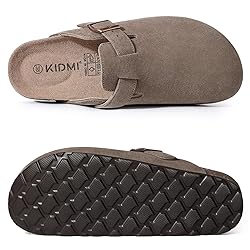 KIDMI Women's Genuine Suede Clogs Cork Footbed