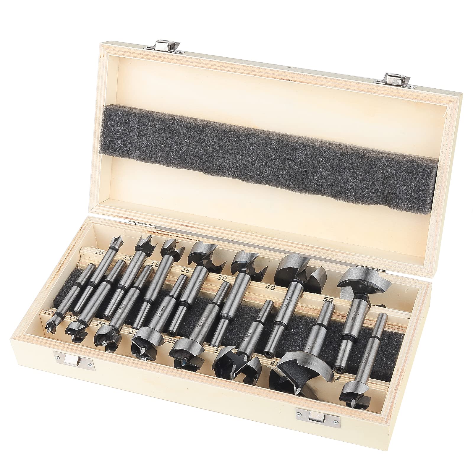 Photo 1 of Forstner Bit Set 15 pcs - HPHOPE Forstner Bits for Wood, Wood Drilling with Round Shank, Drill Accessories, Ø10-50mm with Storage Case