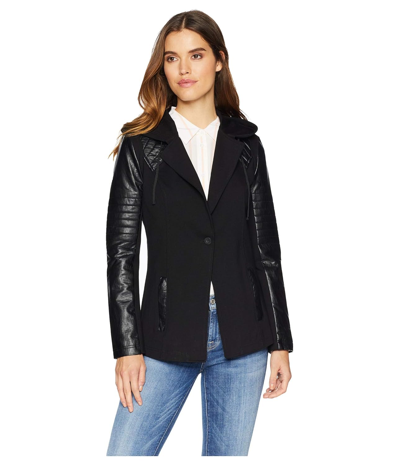 Buy Blanc Noir Hooded Blazer Jacket Black SM at Amazon.in