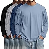 August Alley 4 Pack Men's Big and Tall Cotton Shirts L-7xl, Long Sleeve Oversized Tops Loose Casual Large T-Shirts Basic Tee