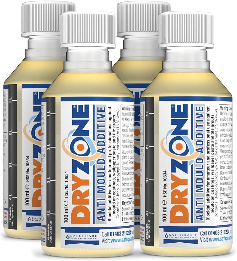 Dryzone 4 x Mould-Resistant Emulsion Additive 100ml Make 20L Paint