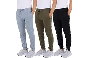 Real Essentials 3 Pack: Men's Tech Fleece Ultra-Soft Jogger Athletic Sweatpants with Pockets (Available in Big & Tall)