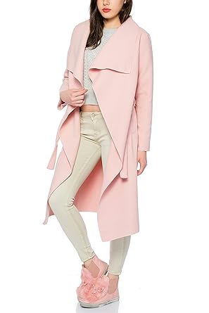 Kendindza Damen Mantel Trenchcoat mit Gürtel OneSize Lang und Kurz