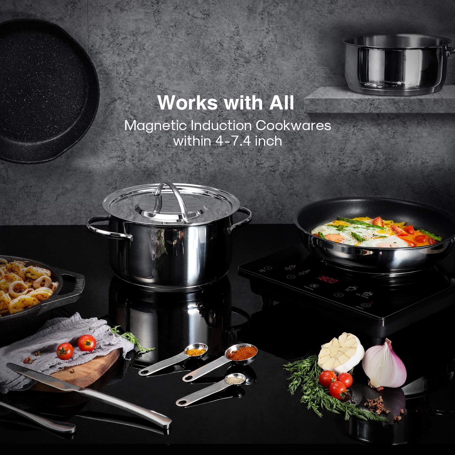 SUNAVO Portable Induction Cooktop Countertop Burner with Timer and 15