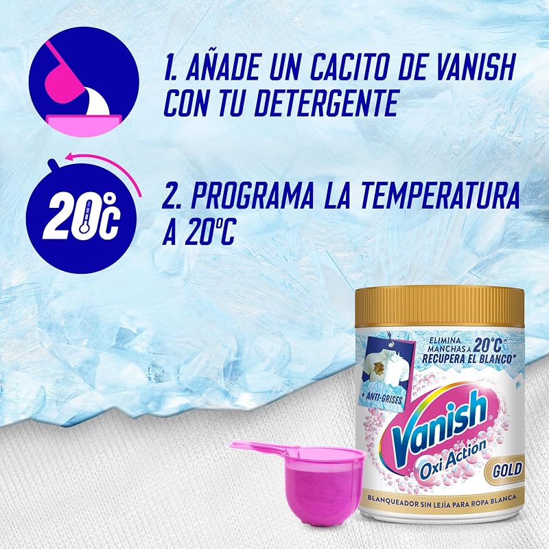 Vanish oxi action multipoder - tira manchas multibenefícios, alvejante e intensificador de lavagem, para roupas brancas, pó, sem alvejante 400gr