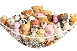 TCGPRO Stuffed Animal Storage Hammock Net Corner - Large Toy Hammock Net for Stuffed Animals Room Decor - Cute Stuff Animal Organizer Holder for Plush Plushie - Kids Baby Nursery Wall Bedroom Home Decor