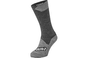 SEALSKINZ Unisex Waterproof All Weather Mid Length Sock, Black/Grey Marl, Small