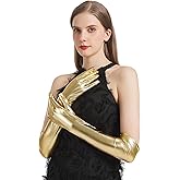 sodknow Long Metallic Gloves Costume Women Elbow Length Opera Halloween Cosplay 1920s Great Gatsby Formal Evening Dress up