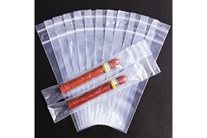 Eoho Double Ziplock PE Cigar Bags for Cigar Case, 50 Pack, 9.8” x 1.6” Reusable Cigar Humidor Bag For Travel Cigar Accessories, Portable Cigar Humidor Packets for Storage Packing Cigar (2 Mil, 50Pcs)