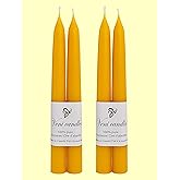 100% Pure Beeswax Taper Candles (7/8” x 8"), Two Pairs (4 Candles)