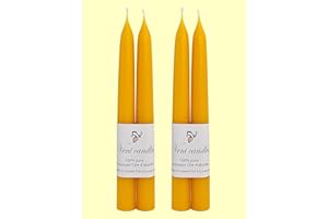 100% Pure Beeswax Taper Candles (7/8” x 8"), Two Pairs (4 Candles)
