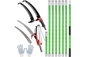 ZLINKE 26Ft Pole Saw for Tree Trimming Manual Branch Pruner with Sharp Scissor Extendable Tree Pole Pruner Cutting Set Garden Tools (7.3-26 ft with Scissors)