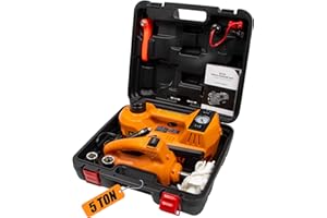 BEETRO Electric Car Jack Kit 5 Ton 12V with Electric Wrench and Tire Inflator Pump for SUV MPV Sedan Change Tires Garage Repair