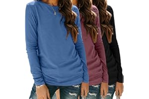 Zeagoo 3 Pack Long Sleeve Shirts for Women Trendy Loose Fit Crewneck Basic Tee Tunic Tops Fall Outfit Clothes