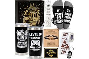 19th Birthday Gifts for Boys, 8 Pcs Gift Set, 19 Year Old Boy Birthday Gifts, Cool Gifts for 19 Year Old Boy , Gifts for 19 Y