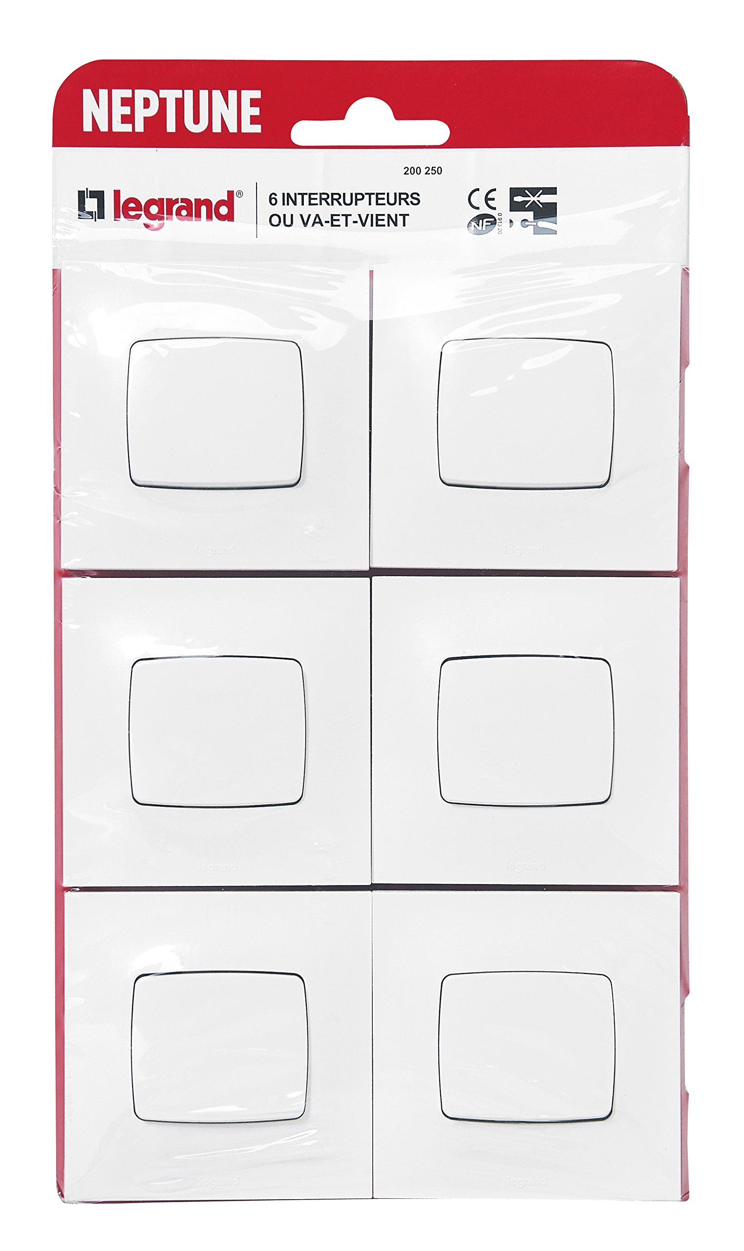 Legrand - 6 x Neptune Two Way Switches - White
