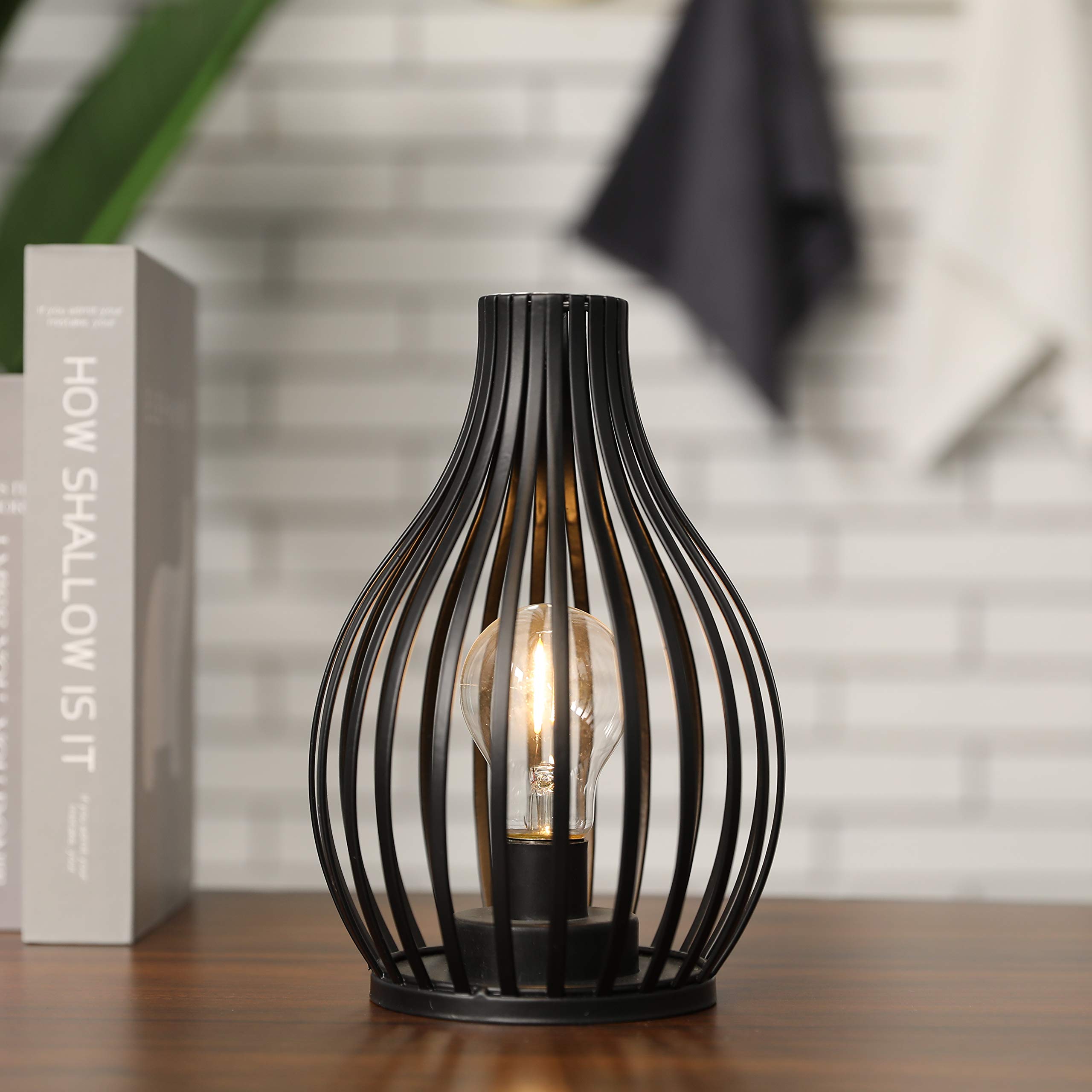 Photo 1 of JHY DESIGN Decorations Table Lamp Battery Powered 9.5''High Vase Shaped Cordless Lamp with 6-Hours Timer Feature LED Light Decorative Room Battery Lamp for Indoor Table Garden Party