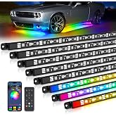 MICTUNING N8 RGB+IC Underglow Light Kit Soundsync | Wireless App &amp; Remote Control IP68 Waterproof Aluminum Exterior Neon Light Strip, 8PCS