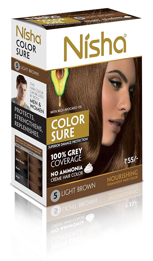 Buy Nisha Color Sure Hair Color 80g Light Brown Online At Low
