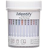 5 Pack Identify Diagnostics 12 Panel Drug Test Cup with BUP - Testing Instantly for 12 Different Drugs THC, COC, OXY, MDMA, B