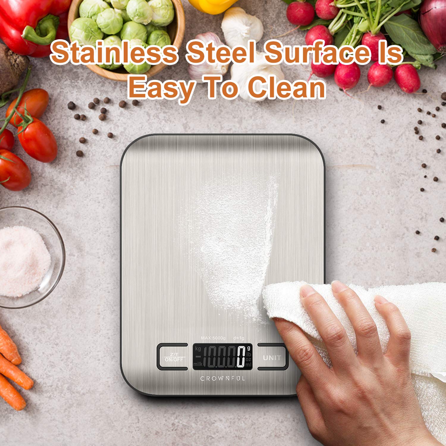 Crownful Digital Food Scales, 11lb Kitchen Scale Weight Grams and Ounces for Cooking and Baking, 5 Units with Tare Function (Batteries Included): Industrial & Scientific