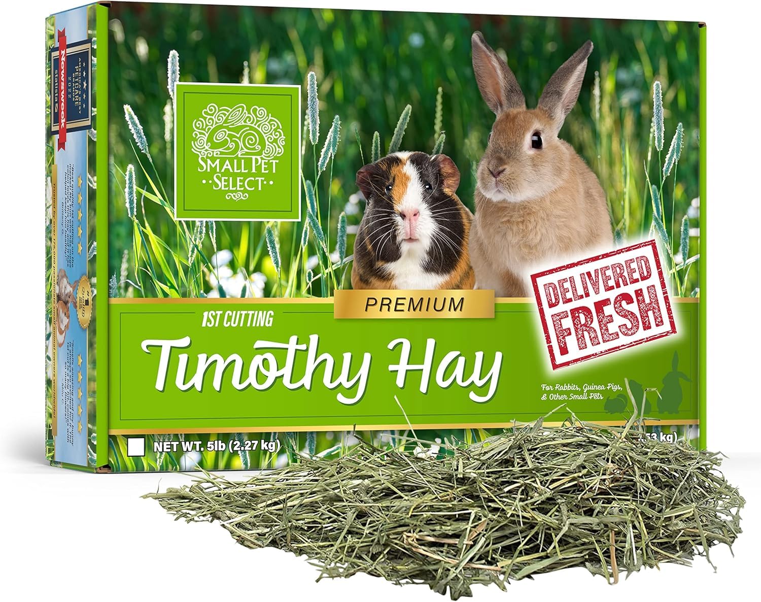 Small Pet Select 1st Cut Timothy Hay Pet Food for Rabbits, Guinea Pigs, and Other Small Animals, Easy to Store Box, 5lb (2.27kg)