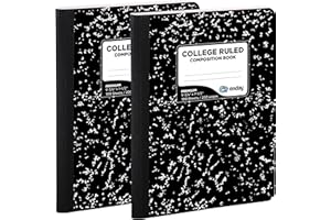 Emraw Composition Notebook College Ruled (2 Pack) Hard Cover Marble composition notebook, 100 Sheets, College ruled composition notebooks, White Paper Composition books, Black and white composition notebook