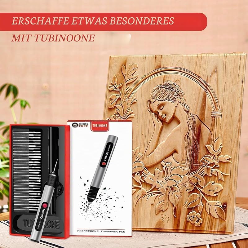 Gravurstift, ultimatives kabelloses tragbares Werkzeug für Künstler & DIYer - Graviere 50+ Oberflächen - Anfängerfreundlich - Wiederaufladbar - Kostenlose 30 Bits & Meisteranleitung