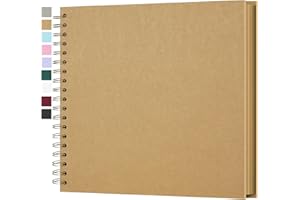 Yopih 10 x 10 Inch Hardcover Kraft Blank Page DIY Scrapbook Photo Album, 40 Pages (20 Sheets) - Perfect for Wedding Anniversaries, Family Memories, and Small Scrapbooking Projects