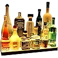 BarSquad LED Lighted Bar Shelf - 24in, 2 Step Illuminated Liquor Bottle Display Shelf with Multicolor Lighting Modes, Wireless Remote