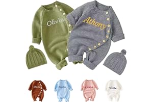 Personalized Embroidery Baby Romper Set, Newborn Baby Coming Home Outfit with Hat for Baby Girl and Boy, Newborn Infant Baby 
