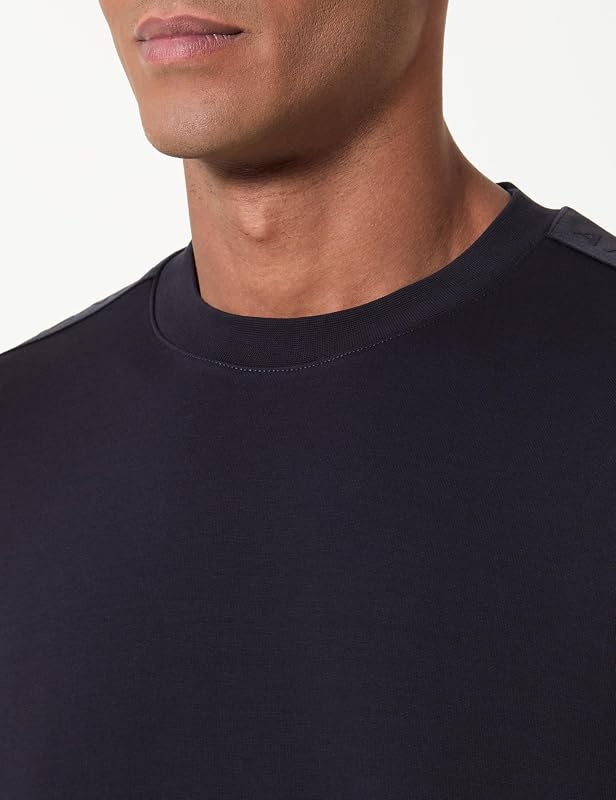 Sudadera de Cuello Redondo para Hombre, diseño a Rayas, Color Azul, Talla M, Azul Oscuro, M