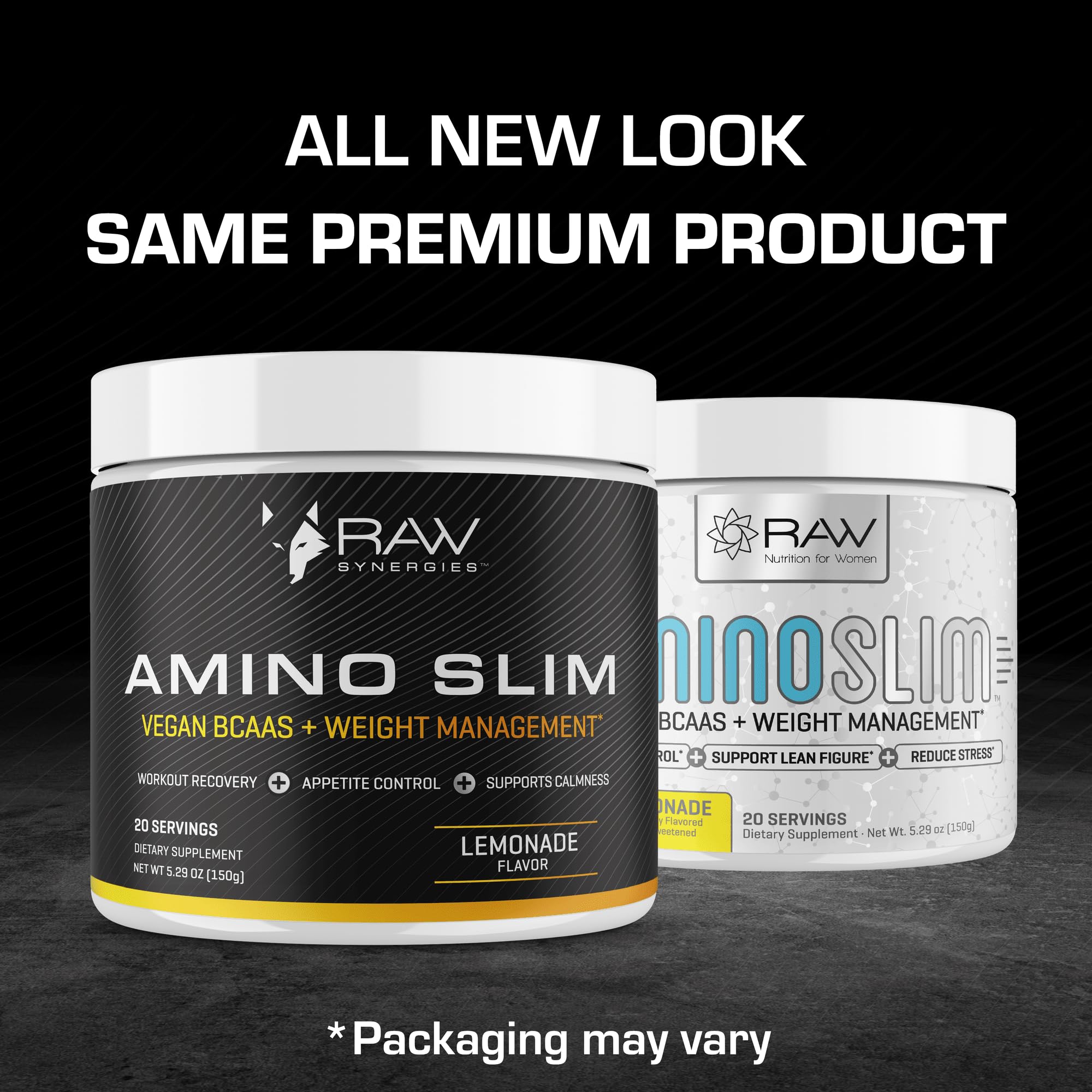 RAW Synergies Amino Slim - Active Lifestyle Supplement for Metabolic & Mindful Eating Support - Muscle & Energy Support - Sugar-Free & Vegan - Lemonade - 20 Servings