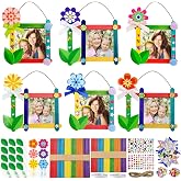 Cinrobiye 24 Pack Father’s Day Photo Frame Craft Kit, DIY Wooden Picture Frame Set with Accessories for Dad Keepsake, Classroom Activity, Family Craft and Handmade Gift Bulk