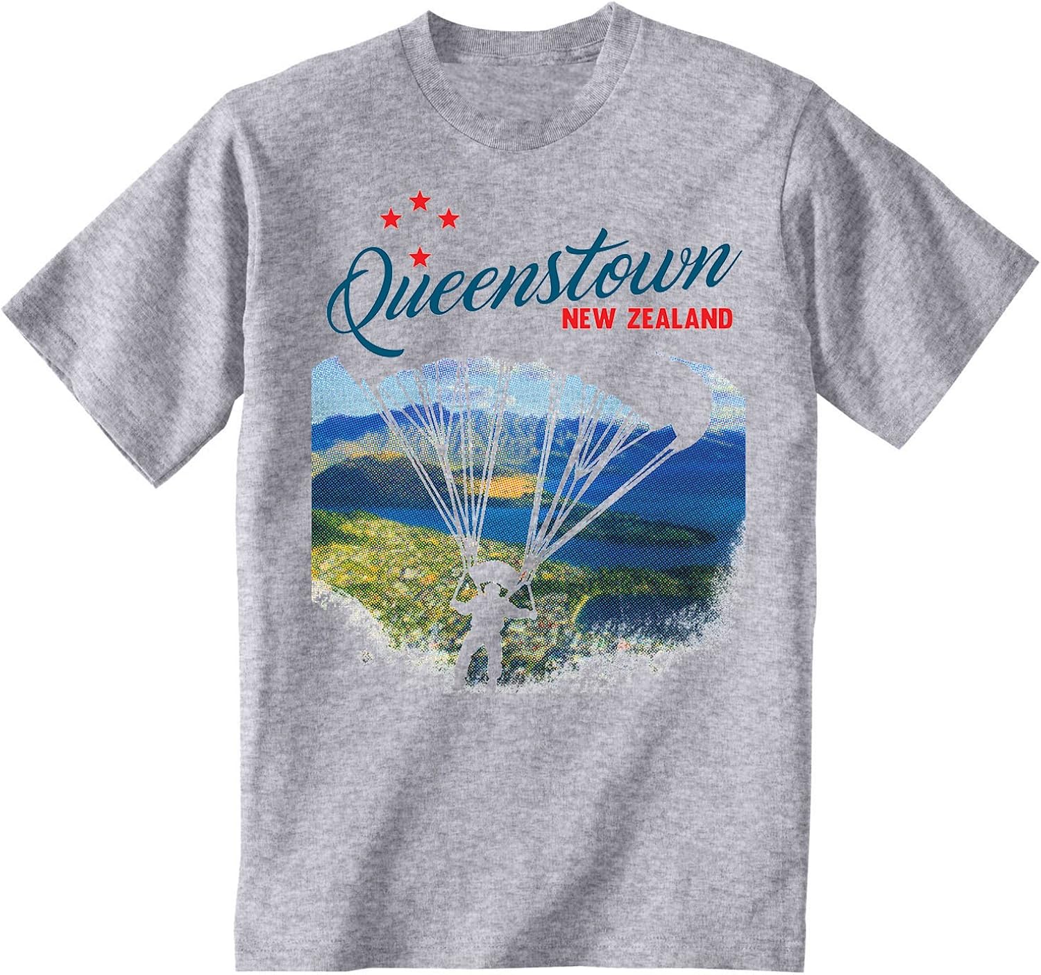 teesquare1st Men's Queenstown New Zealand Grey TShirt Amazon.co.uk