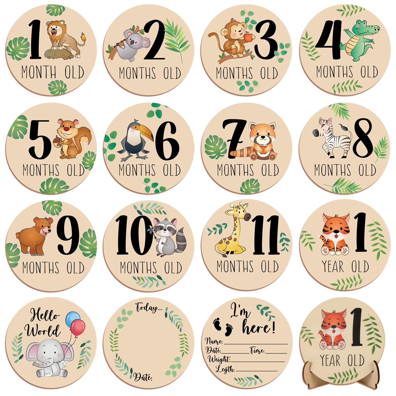 HOWAF Wooden Baby Milestone Cards, Milestone Cards for New Parents, Newborn Gifts for Boy or Girl, Baby Shower Mum To Be Pregnancy Gifts