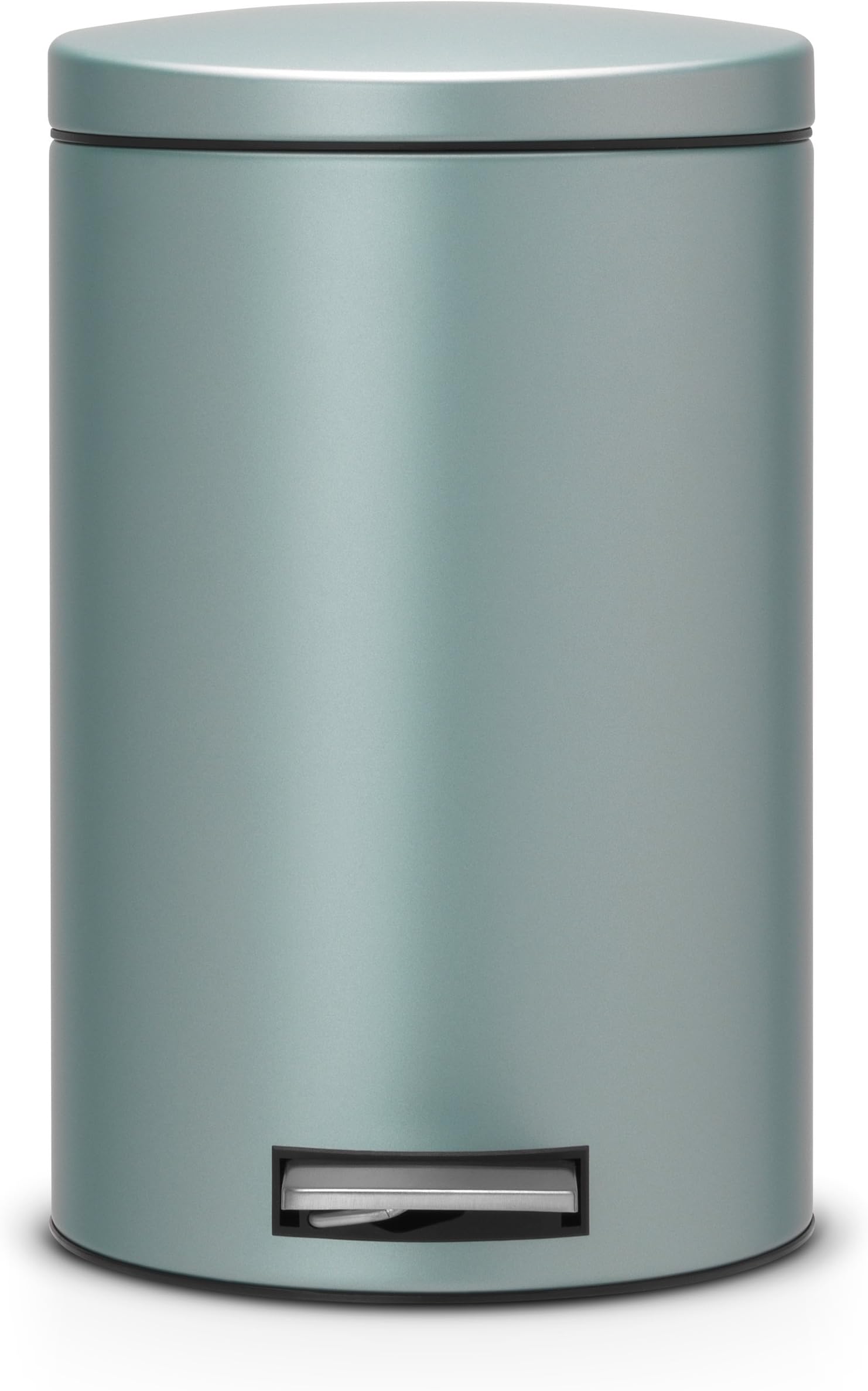 Brabantia Silent Pedal Bin with Plastic Inner Bucket, 12 L - Metallic Mint