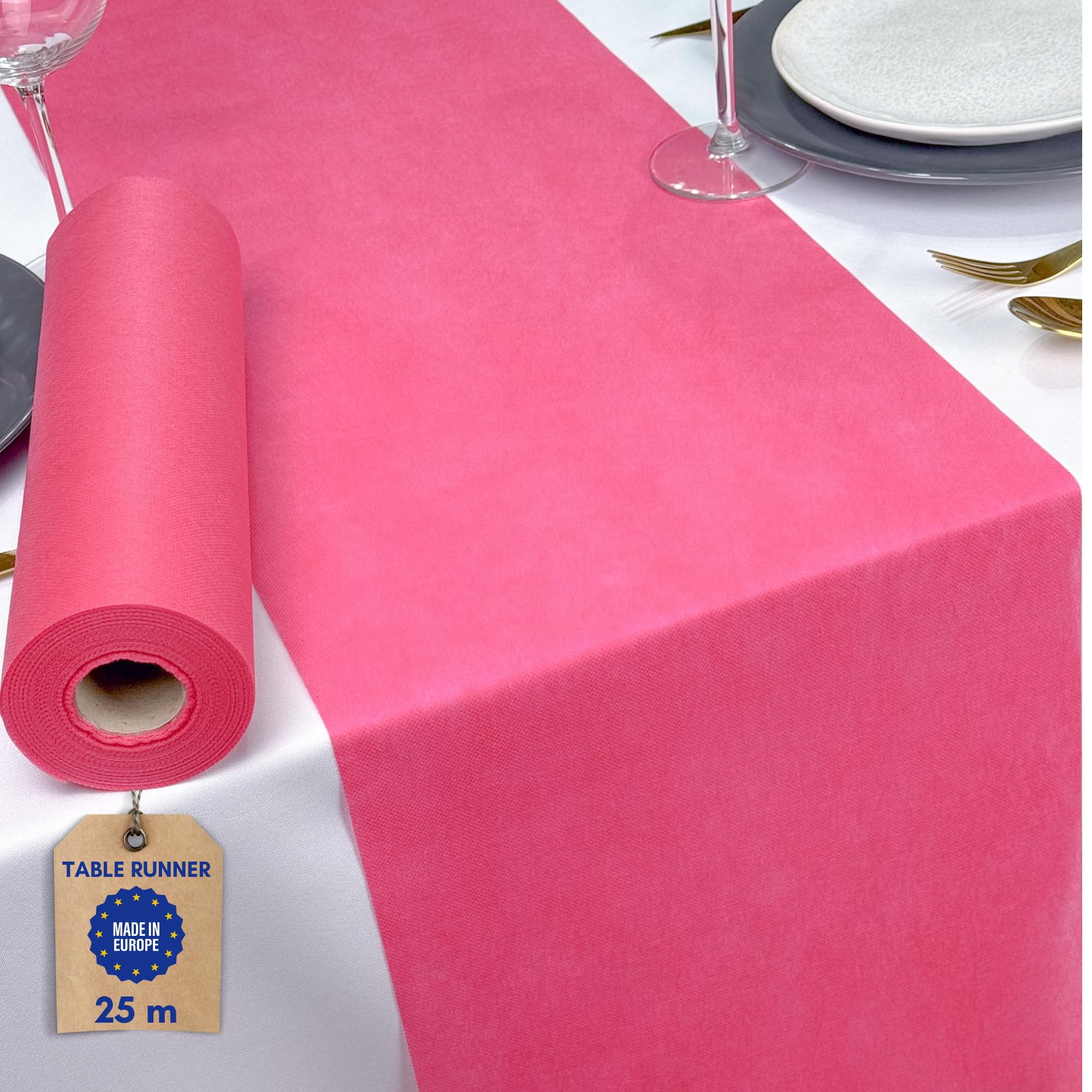 NATUARTE, Pink Table Runner, Felt Roll of 25 meters x 30 centimeters, Table Decoration, Wedding Decoration Fabric, Baptisms, Communions, Birthdays, Craft Fabric, Fuchsia Pink Color — image 1