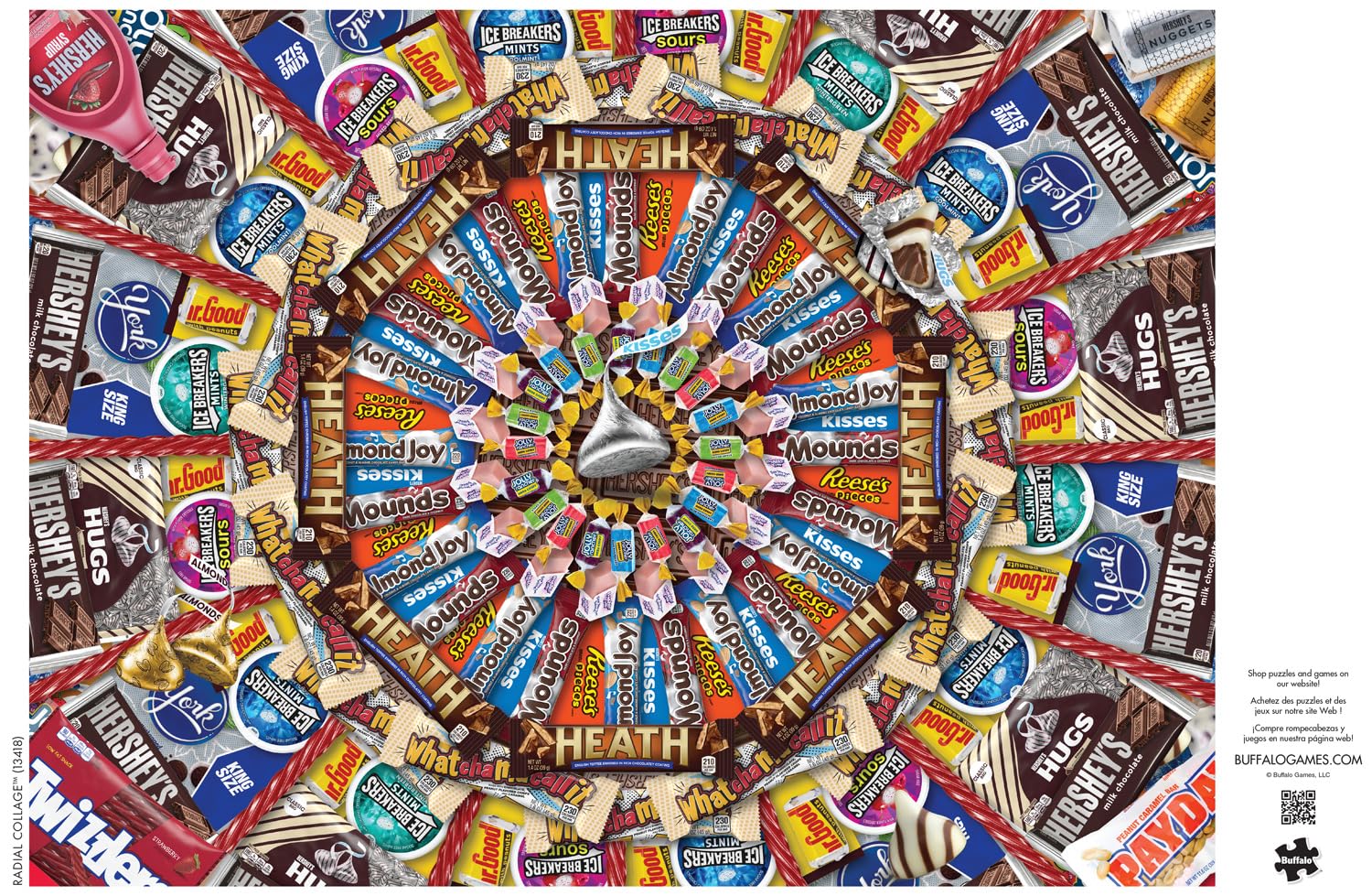 Buffalo Games - Hershey - Hershey Radial Collage - 1000 Piece Jigsaw Puzzle for Adults Challenging Puzzle Perfect for Game Nights - Finished Puzzle Size is 26.75 x 19.75