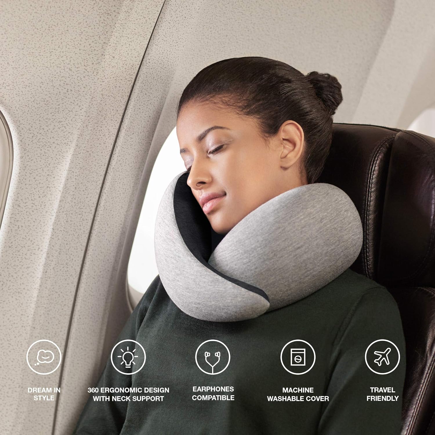 OSTRICHPILLOW GO Travel Pillow for Car & Airplane Neck Support with Travel Bag - Memory Foam Travel Accessories for Power Nap on Flight: Home & Kitchen