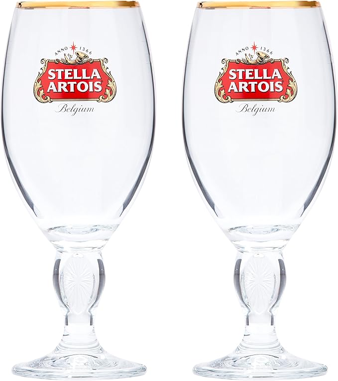 Amazon Com Stella Artois 2 Pack Original Glass Chalice 33cl Beer Glasses Beer Glasses